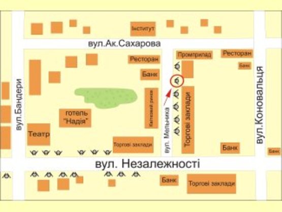 Схема рекламной плоскости по адресу вул. Мельника №5 ст А