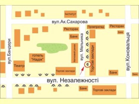 Схема рекламной плоскости по адресу вул. Мельника №1 ст А