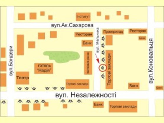 Схема рекламной плоскости по адресу вул. Мельника №2 ст Б