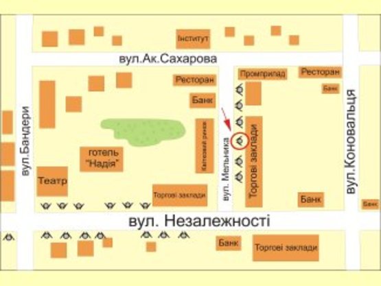 Схема рекламной плоскости по адресу вул. Мельника №3 ст Б