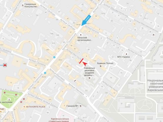 Схема рекламної площини за адресою Искусств ул., 6 Схема рекламної площини за адресою Искусств ул., 6