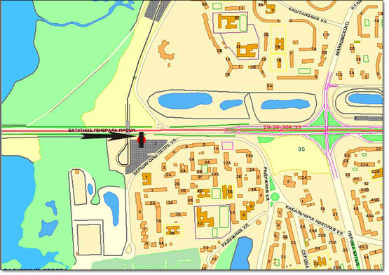 Схема рекламной плоскости по адресу пр.Ватутина возле поворота к "Фуршету"