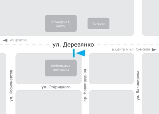 Схема рекламной плоскости по адресу Деревянко ул., 44 Схема рекламной плоскости по адресу Деревянко ул., 44