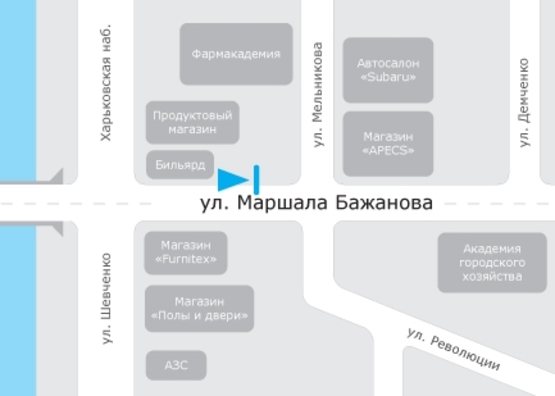 Схема рекламної площини за адресою Маршала Бажанова ул., 28 Схема рекламної площини за адресою Маршала Бажанова ул., 28