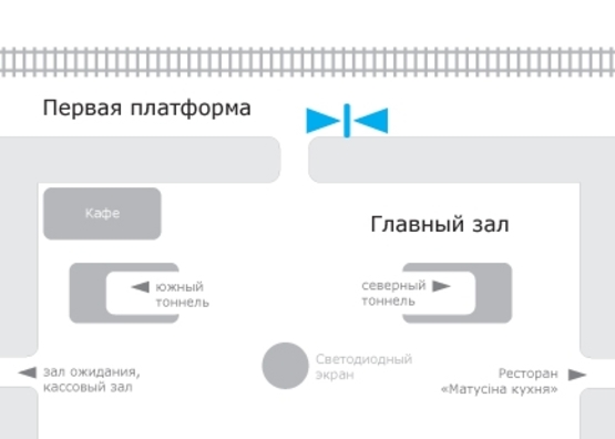 Схема рекламной плоскости по адресу Южный Вокзал, Сити-лайт,первая платформа Схема рекламной плоскости по адресу Южный Вокзал, Сити-лайт,первая платформа