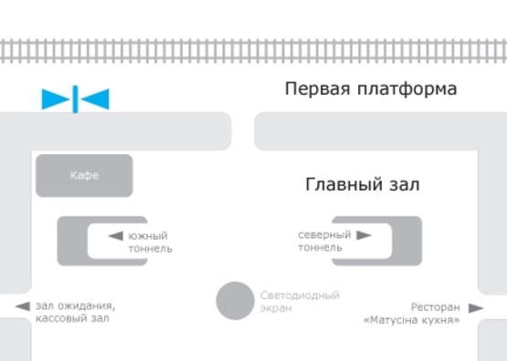 Схема рекламної площини за адресою Южный Вокзал, Сити-лайт,первая платформа Схема рекламної площини за адресою Южный Вокзал, Сити-лайт,первая платформа