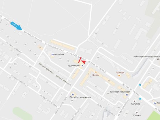 Схема рекламной плоскости по адресу Деревянко ул., 44 Схема рекламной плоскости по адресу Деревянко ул., 44