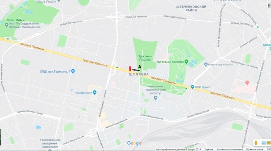 Схема рекламной плоскости по адресу просп. Победы, 41, напротив "БрокБизнесБанк", направление из центра