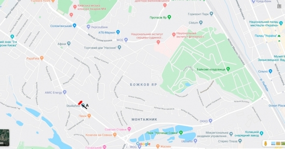 Схема рекламної площини за адресою просп. Валерия Лобановского, 94, в напр. Севастопольской площади