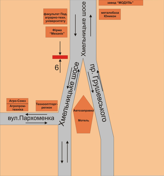 Схема рекламної площини за адресою розвилка Хмельницьке шосе та пр.Грушевського
