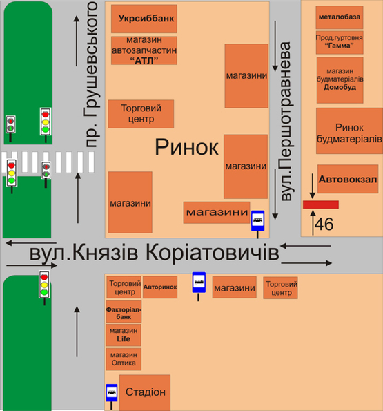 Схема рекламной плоскости по адресу перехрестя вул.Кн. Коріатовичів та вул. Першотравнева (в’їзд на автовокзал) Схема рекламной плоскости по адресу перехрестя вул.Кн. Коріатовичів та вул. Першотравнева (в’їзд на автовокзал)