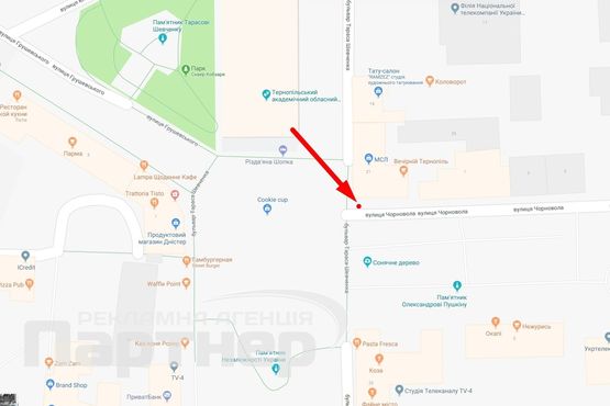Схема рекламної площини за адресою Чорновола