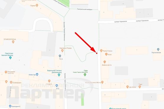 Схема рекламной плоскости по адресу бульвар Т. Шевченка