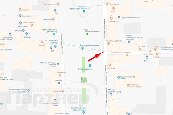 Схема рекламної площини за адресою бульвар Т. Шевченка