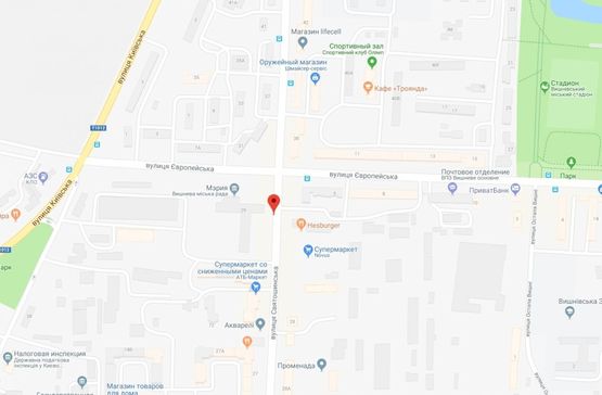 Схема рекламной плоскости по адресу Вишневе, вул.Святошинська, 29