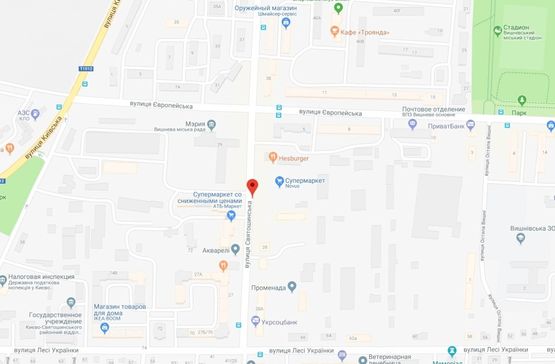 Схема рекламной плоскости по адресу Вишневе, вул.Святошинська, біля Новуса