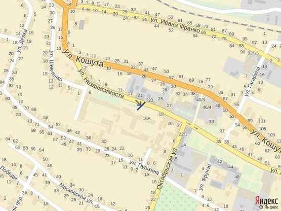 Схема рекламной плоскости по адресу вул. Незалежності, біля Надра, Коопінвест та Індекс банків