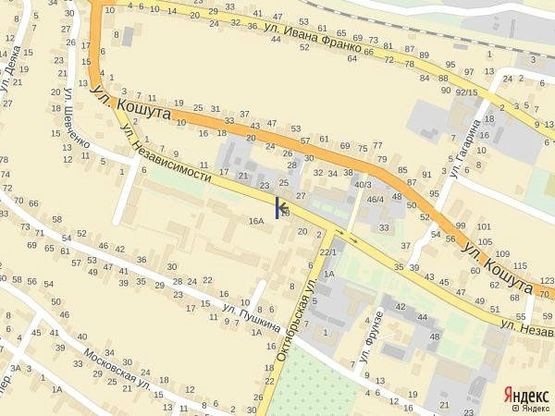 Схема рекламной плоскости по адресу вул. Незалежності, біля Надра, Коопінвест та Індекс банків