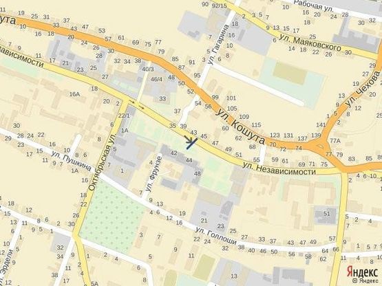 Схема рекламной плоскости по адресу вул. Незалежності, центр міста, біля Ексім банку, кіосків,  напроти продуктового магазину та редакції Дружба, масове скупчення людей