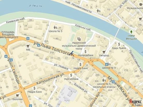 Схема рекламной плоскости по адресу м.Ужгород вул.Л.Толстого біля банків БМБ, Автозаз, Фінансова ініціатива, дитячого майданчика Рошен, в сторону гот.Ужгород