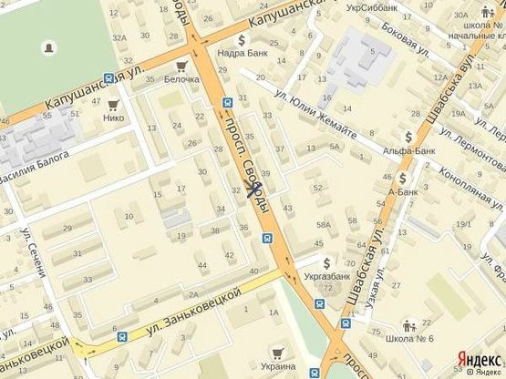 Схема рекламной плоскости по адресу м.Ужгород просп. Свободи,біля салону меблів IMPERIAL, кондитерської Шоколадниця, в сторону у-магу Україна