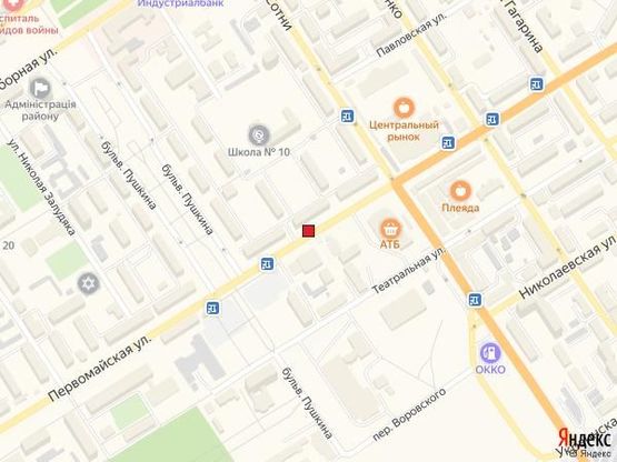 Схема рекламної площини за адресою ул. Первомайская, район пиццерии Челентано Схема рекламної площини за адресою ул. Первомайская, район пиццерии Челентано