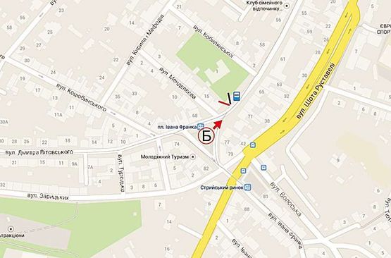 Схема рекламної площини за адресою Франка  (в центр)