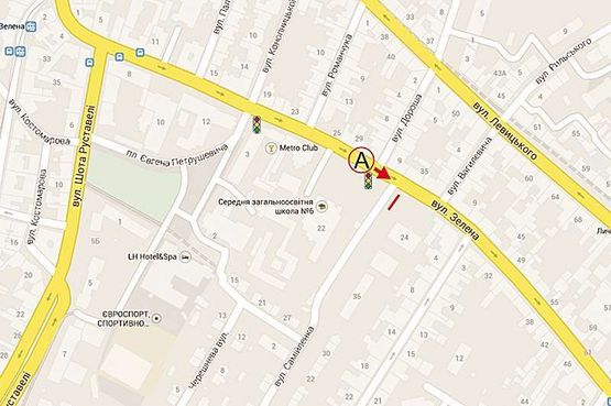 Схема рекламної площини за адресою Зелена - вул. Самійленка