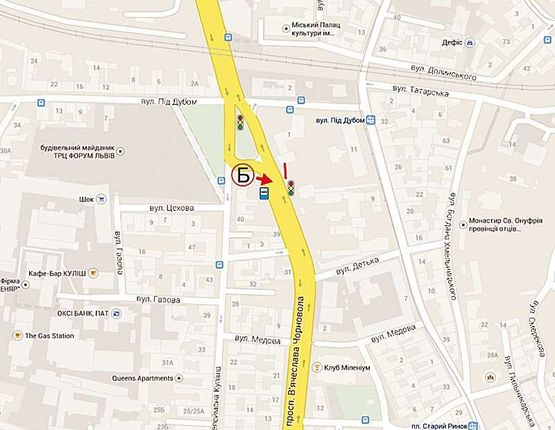 Схема рекламной плоскости по адресу Чорновола, 6 ТЦ Форум