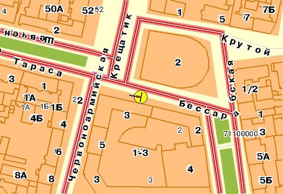 Схема рекламної площини за адресою Бессарабская площадь Схема рекламної площини за адресою Бессарабская площадь