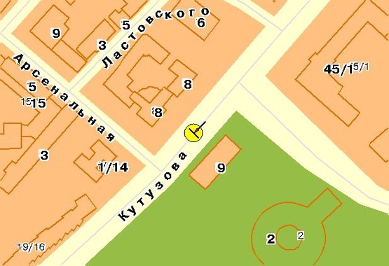 Схема рекламной плоскости по адресу Кутузова ул., на разделителе