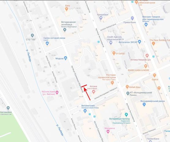 Схема рекламної площини за адресою Малевича Казимира ул. 56 напротив