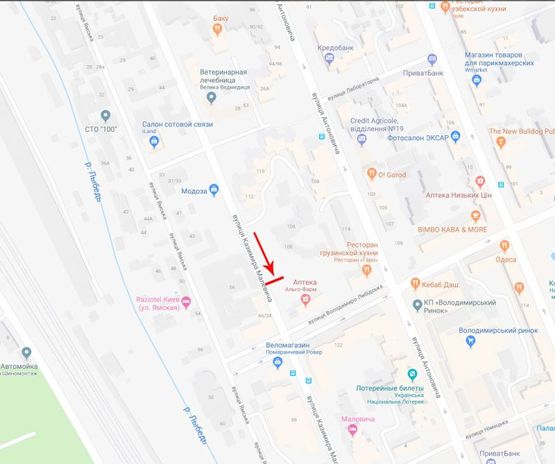 Схема рекламной плоскости по адресу Малевича Казимира ул. 56 напротив Схема рекламной плоскости по адресу Малевича Казимира ул. 56 напротив