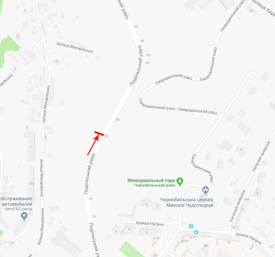 Схема рекламной плоскости по адресу Подольский спуск