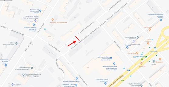 Схема рекламной плоскости по адресу Примаченко Марии ,бульв. 1/27, бульварная часть