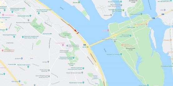 Схема рекламної площини за адресою Набережное шоссе Схема рекламної площини за адресою Набережное шоссе