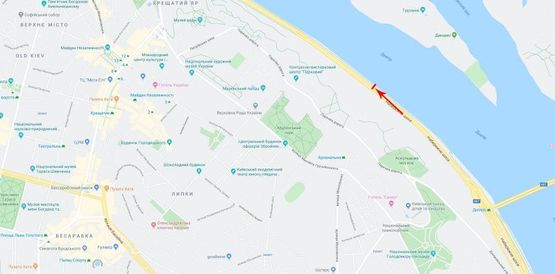 Схема рекламної площини за адресою Набережное шоссе,напротив д №14 Схема рекламної площини за адресою Набережное шоссе,напротив д №14