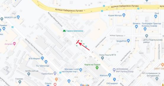 Схема рекламной плоскости по адресу Межигорская ул.83