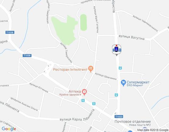 Схема рекламної площини за адресою м. Васильків, вул. Декабристів,9 - головна розв'язка міста, кафе "Ласощі"