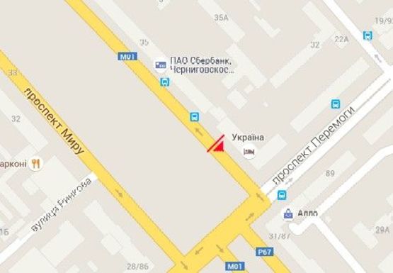 Схема рекламної площини за адресою Мира пр., 33, ГДК Славянский