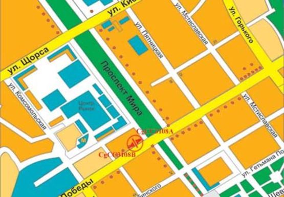 Схема рекламної площини за адресою Победы пр., Фуджи