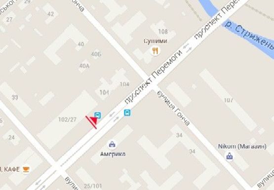 Схема рекламной плоскости по адресу Победы пр., магазин Прогресс №2