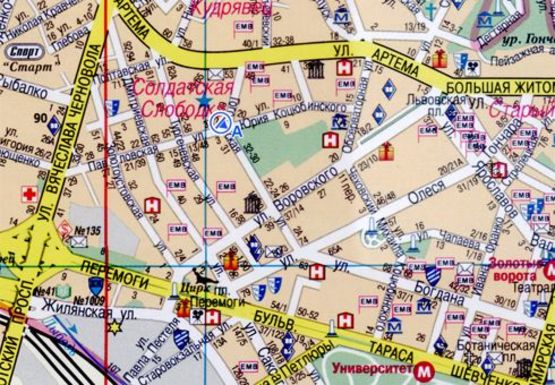 Схема рекламной плоскости по адресу Коцюбинского Ю. ул. - Гоголевская ул. (BackLit)