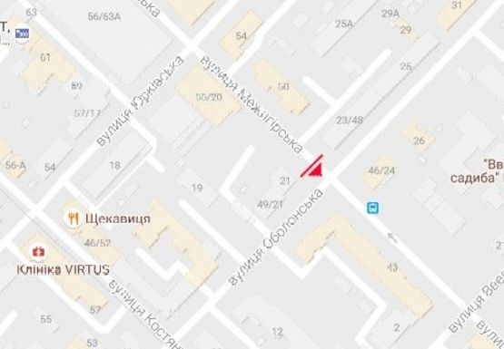 Схема рекламної площини за адресою Межигорская ул. - Оболонская ул. , 21 (BackLit)