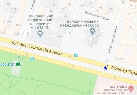 Схема рекламної площини за адресою Шевченко б-р.