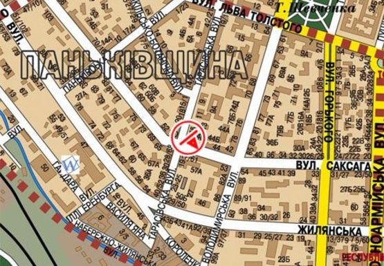 Схема рекламной плоскости по адресу Саксаганского ул. - Тарасовская ул.