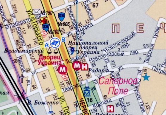 Схема рекламної площини за адресою Большая Васильковская ул., 114 - Владимиро-Лыбидская ул. Схема рекламної площини за адресою Большая Васильковская ул., 114 - Владимиро-Лыбидская ул.