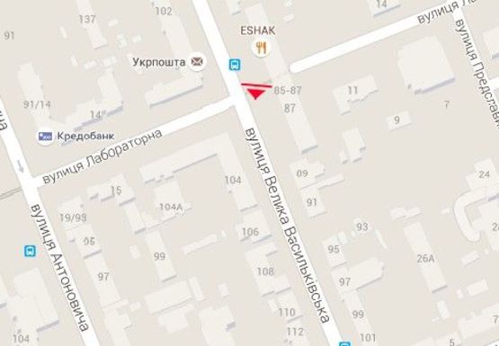 Схема рекламної площини за адресою Большая Васильковская ул., 85 - 87