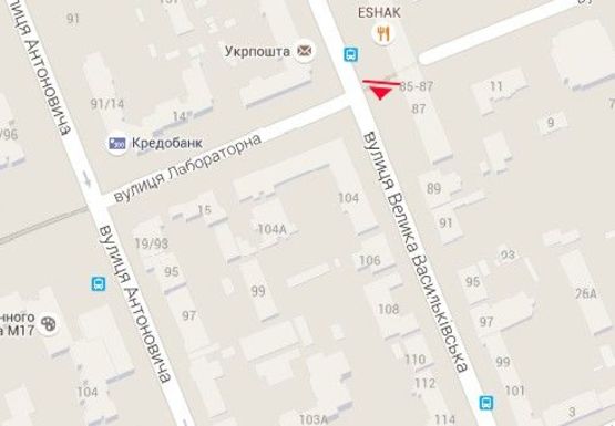 Схема рекламної площини за адресою Большая Васильковская ул., 85 - 87