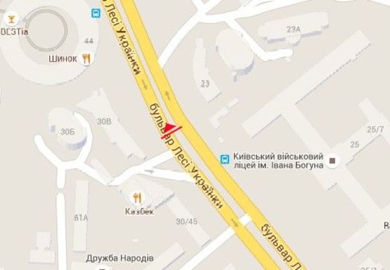 Схема рекламной плоскости по адресу Леси Украинки б-р, 30